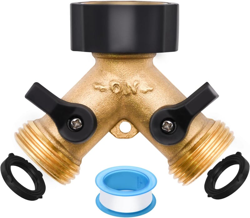 LFSEMINI 1/2/4 Pack 2 Way Hose Splitter, for 3/4" Hose Connector, with Rubber Washers & Tapes - Image 1